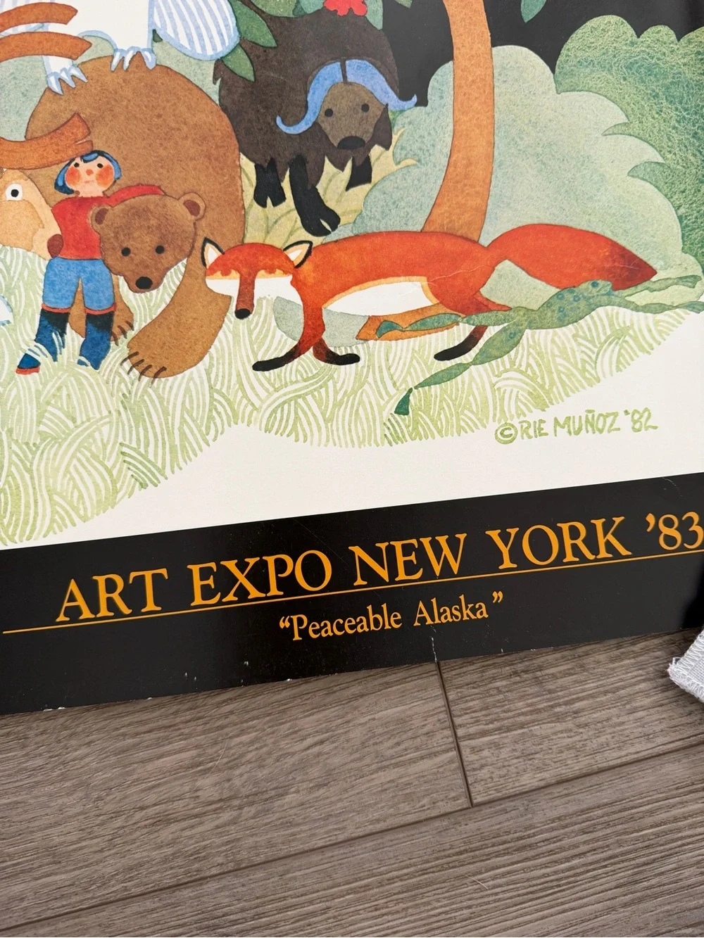 Vintage 1983 Rie Munoz Peaceable Alaska Art Expo New York Poster Print 18x24